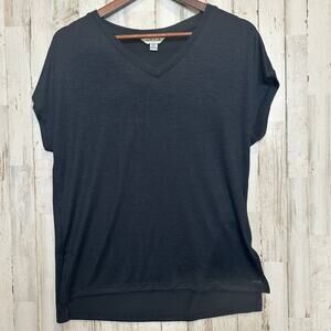 Orvis Classic Collection Top Small Oversized Black Short Sleeve Stretch Fabric